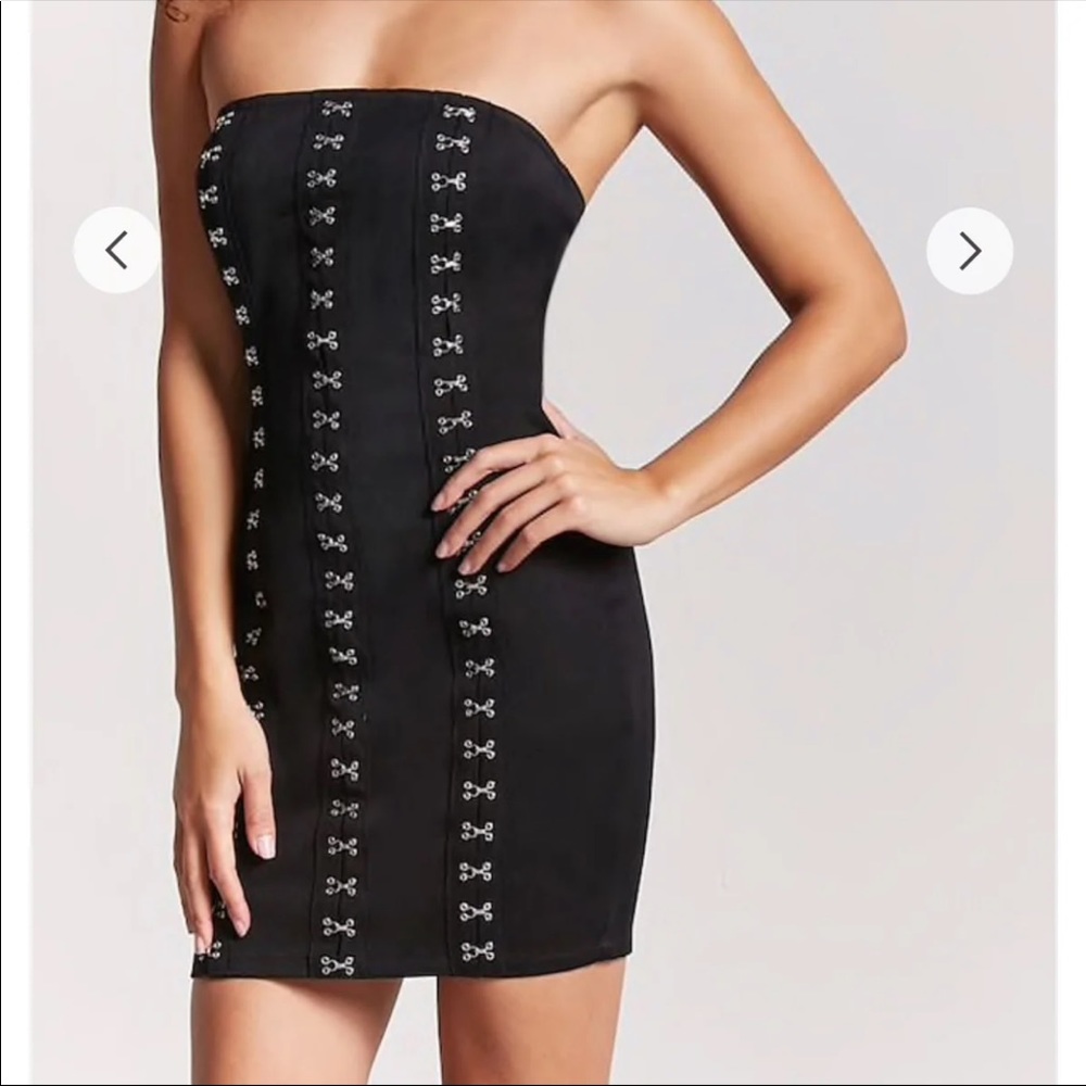 NWT Black Strapless Hook Eye Strapless Tube Dress - Picture 5 of 7